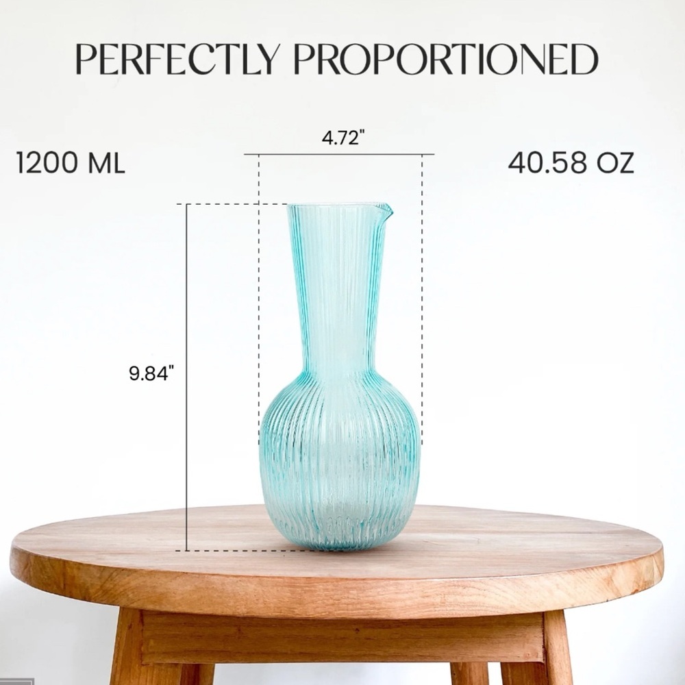 Elle Decor Aqua Glass Carafe - Picture 3 of 5